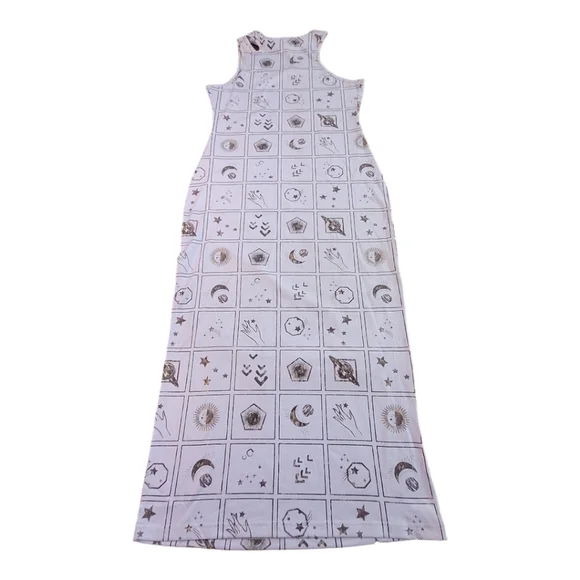 NWT Cider Halloween Graphic Cutout Sleeveless Maxi Dress Purple Side Slit Large - Picture 15 of 16